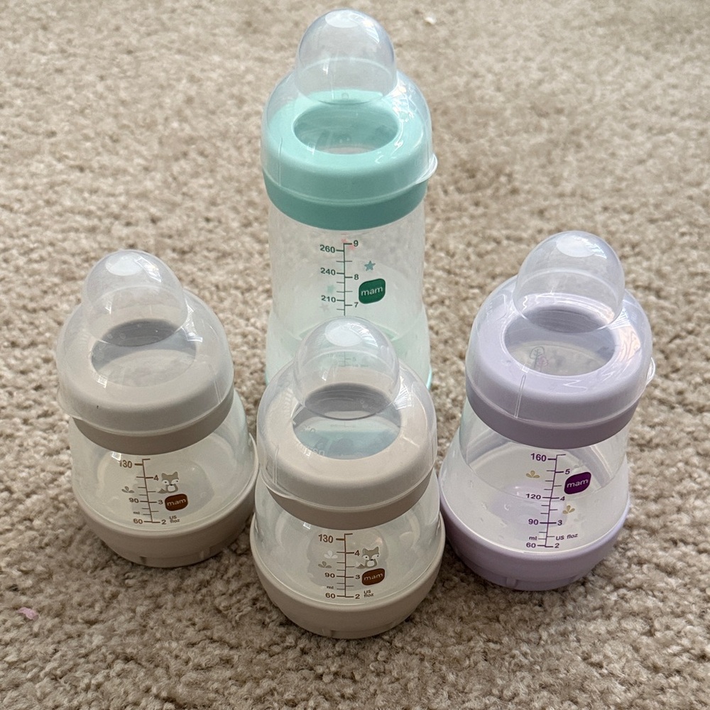 MAM Baby Bottles Set - Mint, Gray, Purple
